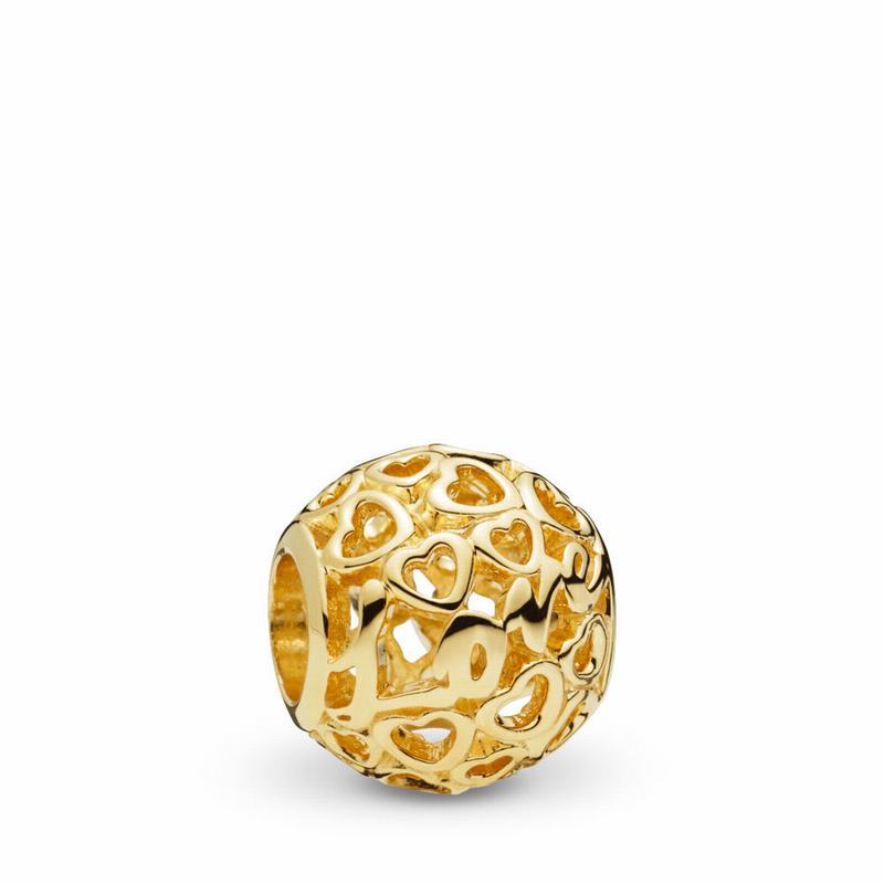 Pandora Glowing With Love Charm Ireland - Yellow Gold 14 K - 729805BAU